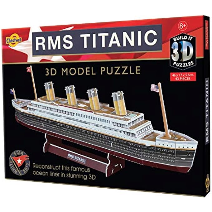 02323 BYO 3D PUZZLE TITANIC, WHITE, RED, AND BLACK
